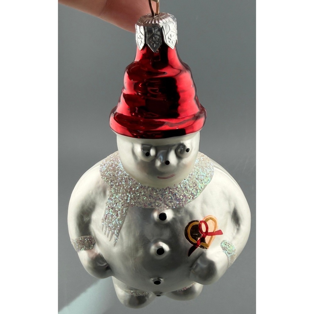 Vintage Ornament HIV Awareness Christopher Radko 1994 Frosty Cares Glass Snowman